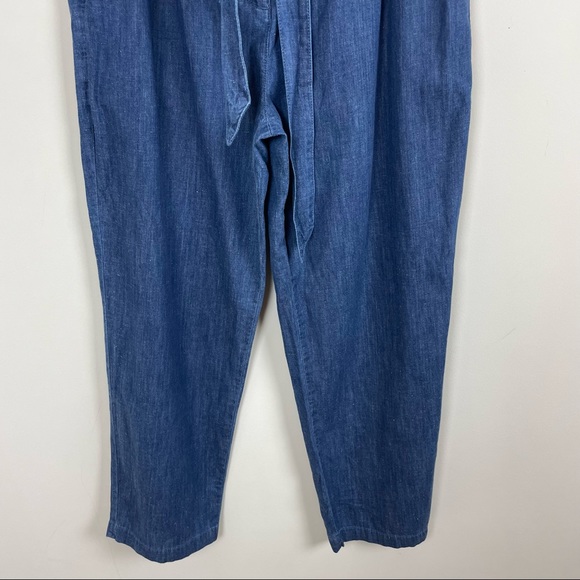 J.Crew Paper Bag Pant Blue Chambray Cropped Ankle Length Tie Waist Hemp Size 4 - Picture 6 of 13